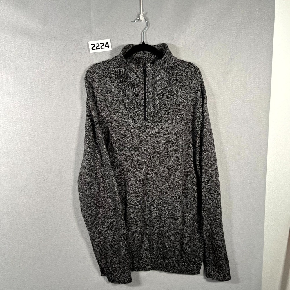 Calvin Klein Jeans Sweater Mens XL Heather Gray Tight Knit Mock Neck Quarter Zip